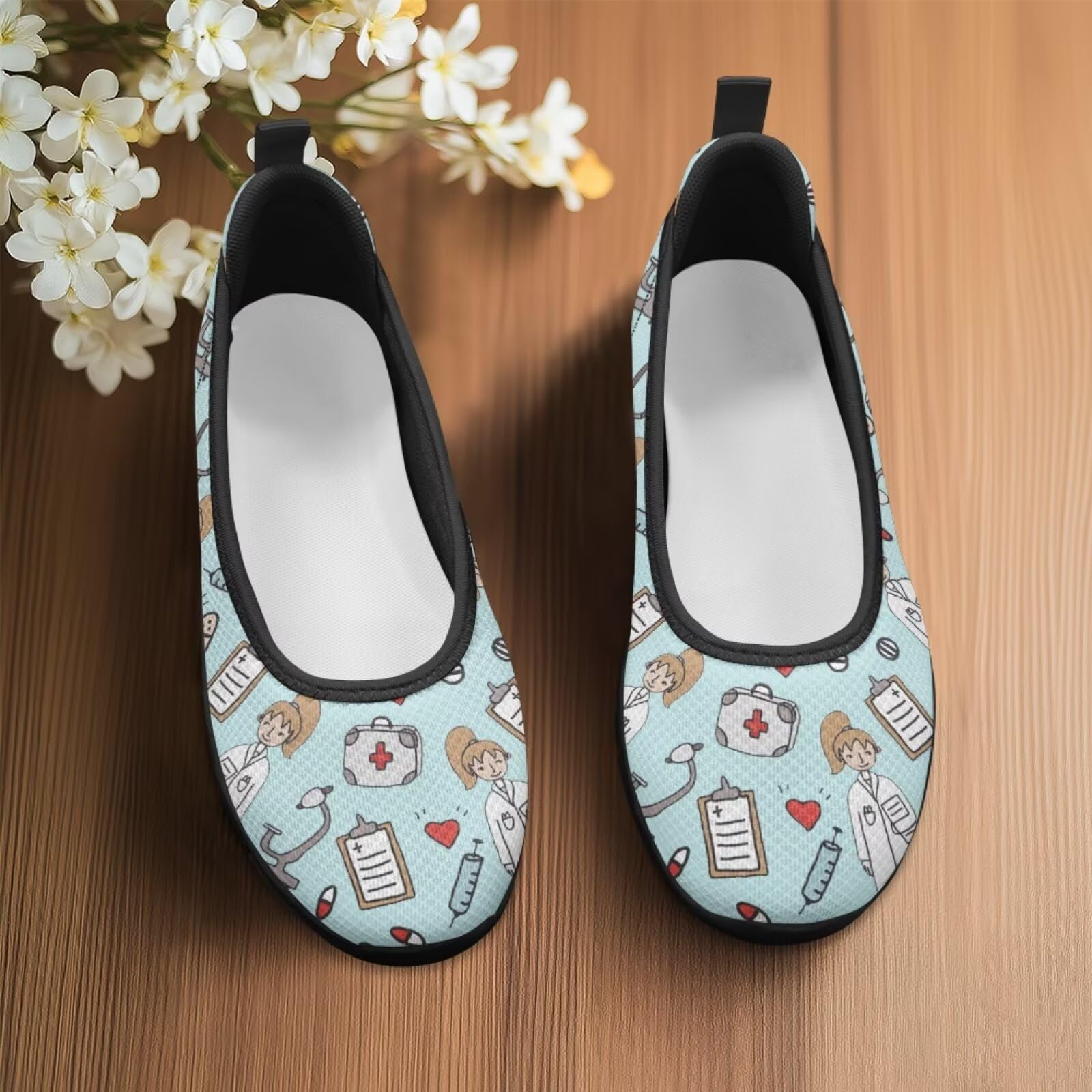 chaqlin Tenis para mujer, cómodos, sin cordones, bonitos zapatos de enfermería, zapatos casuales para mujer, zapatos planos descalzos