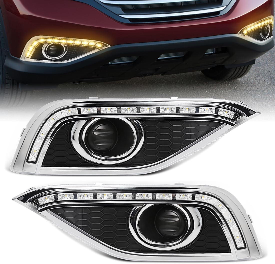 Daytime Running Light For Honda CRV 2012 2013 2014 Tri-Colors LED Fog Lamp with Sequential Turn Signal Light For CR-V Front Driving Light