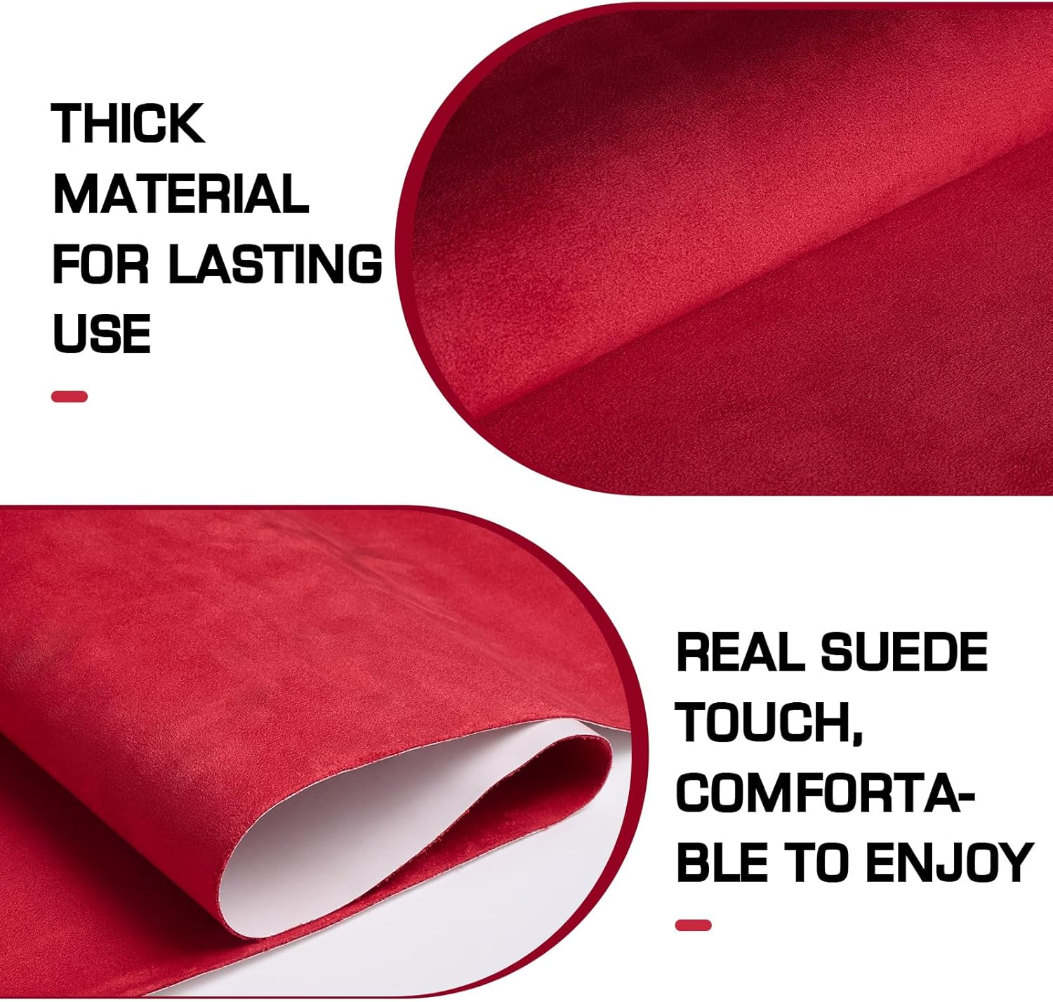 Suede Wrap for Car Interior 16" x 59" - Red Self Adhesive Suede Fabric, Easy Peel Suede Interior Wrap for Car & Home Decor Red 16 x 59 Inches