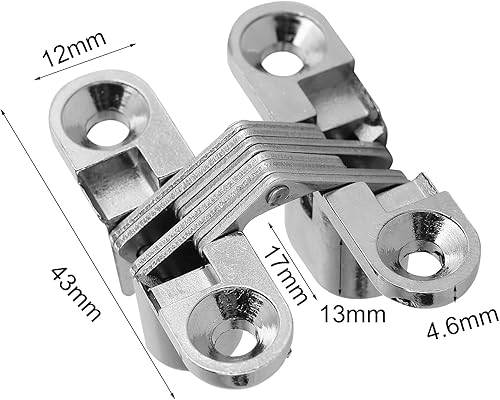 Miniatura 10 de Bisagras ocultas de 180 grados, aleación de zinc invisible oculta bisagra de puerta cruzada para puerta de fácil instalación, kit de gabinete de