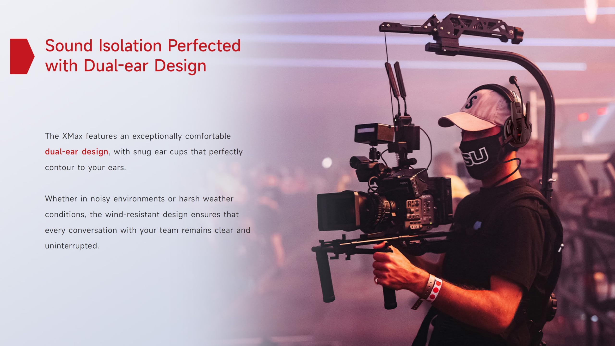 SYNCO XTALK Xmax2 - Cuffie intercom, sistema di comunicazione wireless, 2,4 GHz, 500 metri, Dual Ear Team Communication Headset for Live Show Stage Performance Movie Shoot