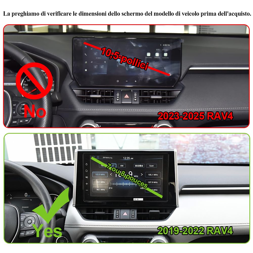 Porta Cellulare Auto Per Toyota RAV4 accessori [Solo compatibile con Toyota RAV4 XA50,anni 2019-2022] Rotativo 360°、Funzionamento a una mano、Facile da installare