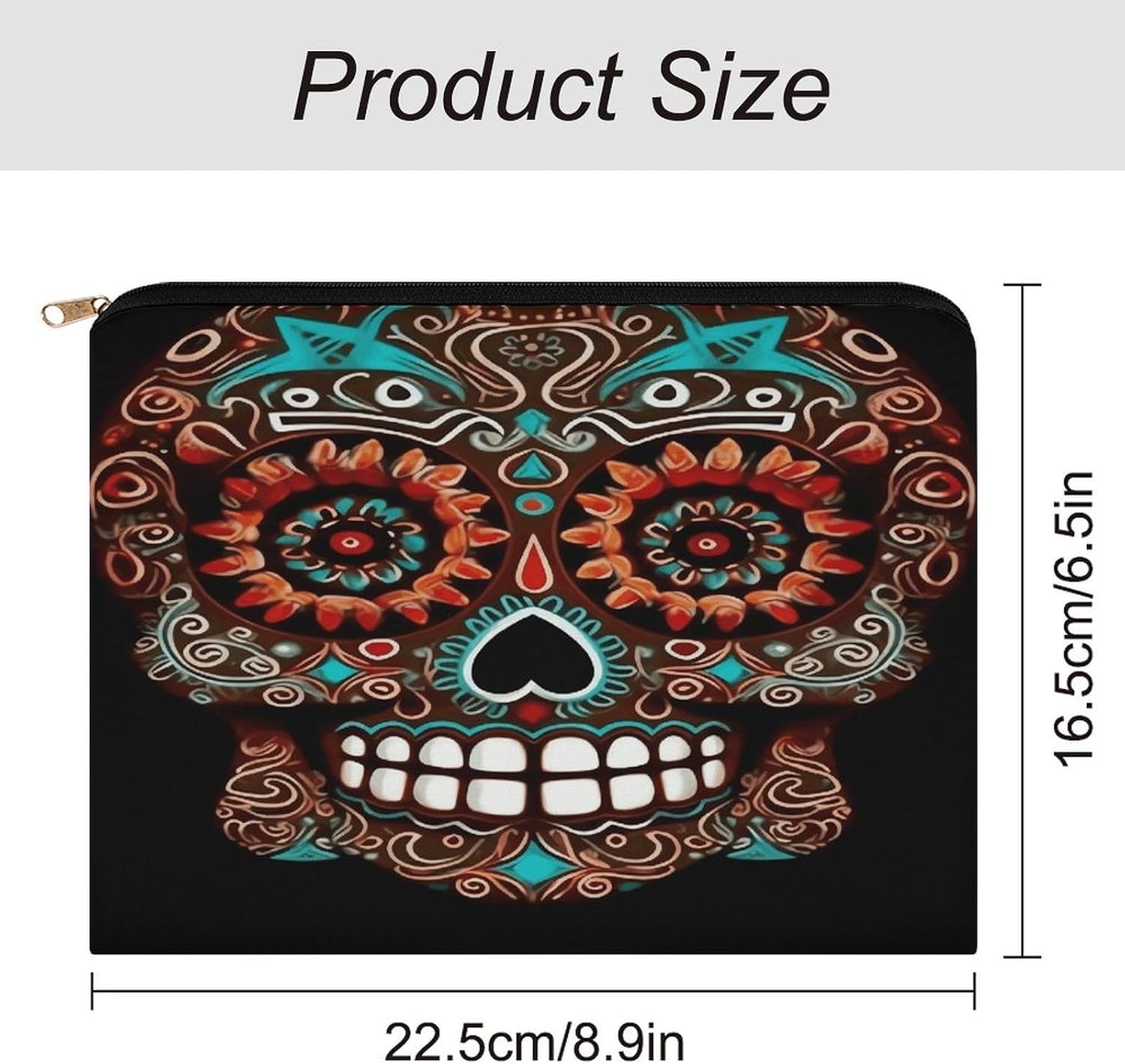 Sugar Skulls Day of The Dead Makeup Bag Travel Cosmetic Bag image 2