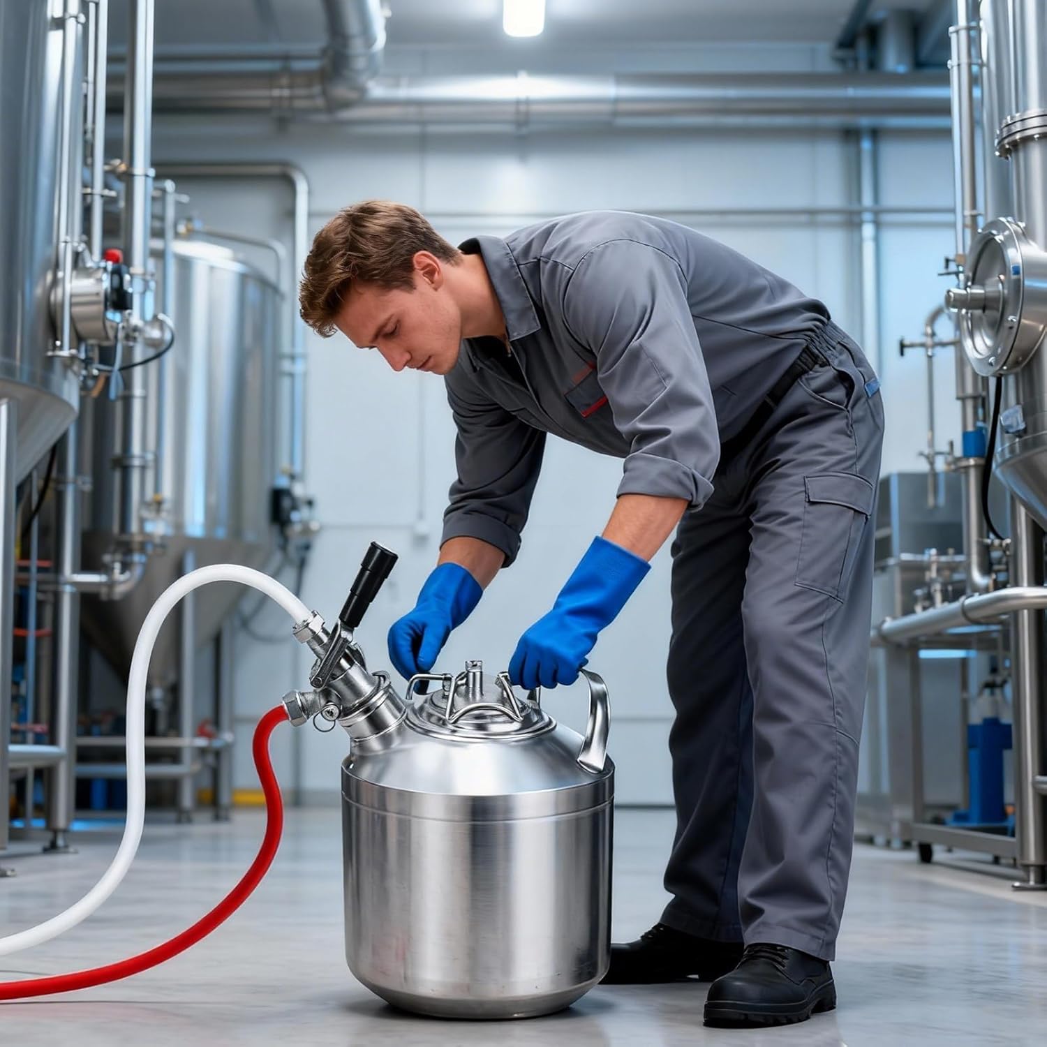 MRbrew 1.6 Gallon/6L Cleaning Keg, All 304 Stainless Steel Beer Line Cleaning Kit with Single D Coupler & Pressure Relief Valve Commercial-Grade Keg Lines Washer for Home & Professional Draft Systems