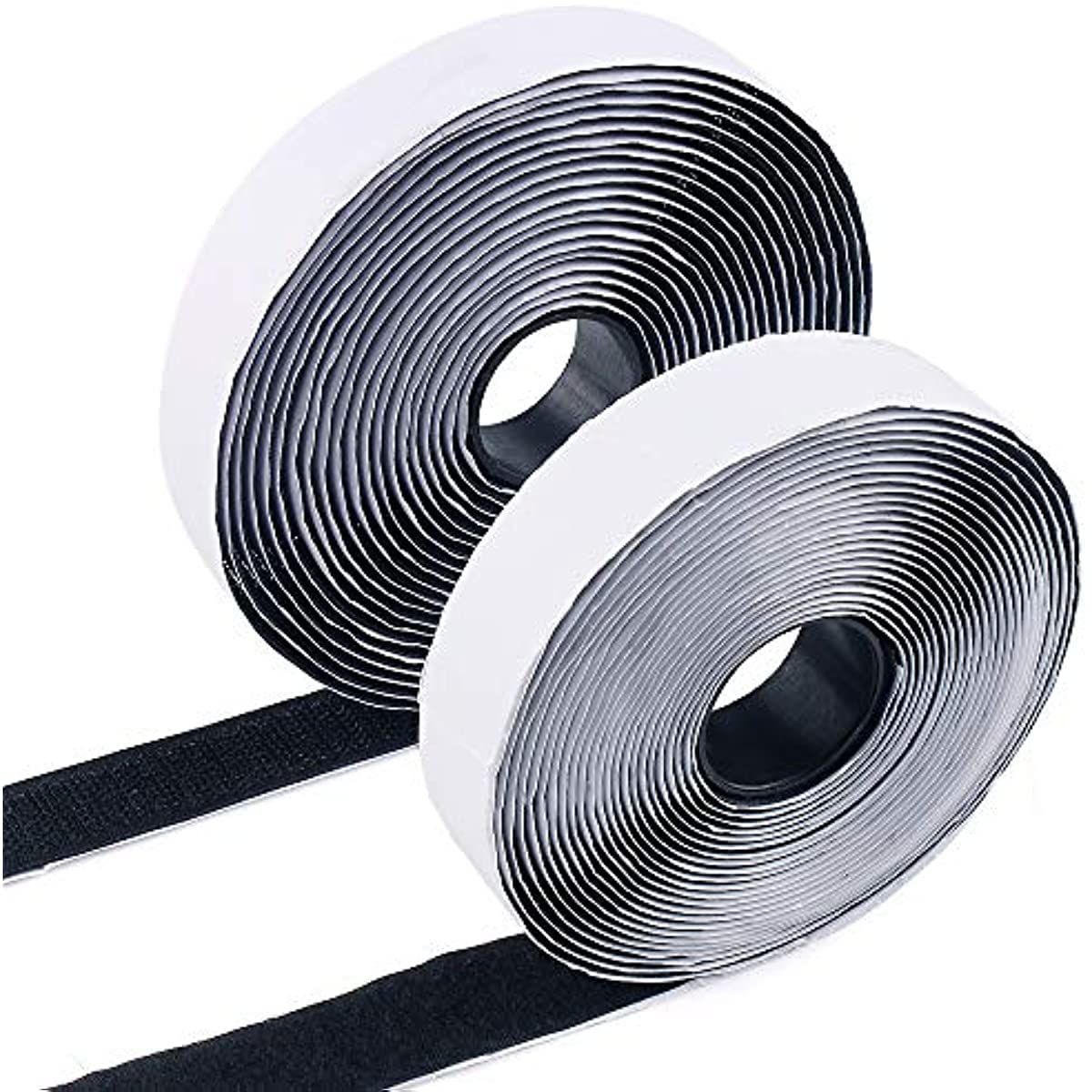 0.8 inch x 5 Meter Self-Adhesive Hook and Loop Sticky Tape, Hook and Loop Fastener Tape, Nylon Fabric Fastener Mounting Loop Tapes for Sewing, Crafting,DIY- Indoor or Outdoor Use (Black)