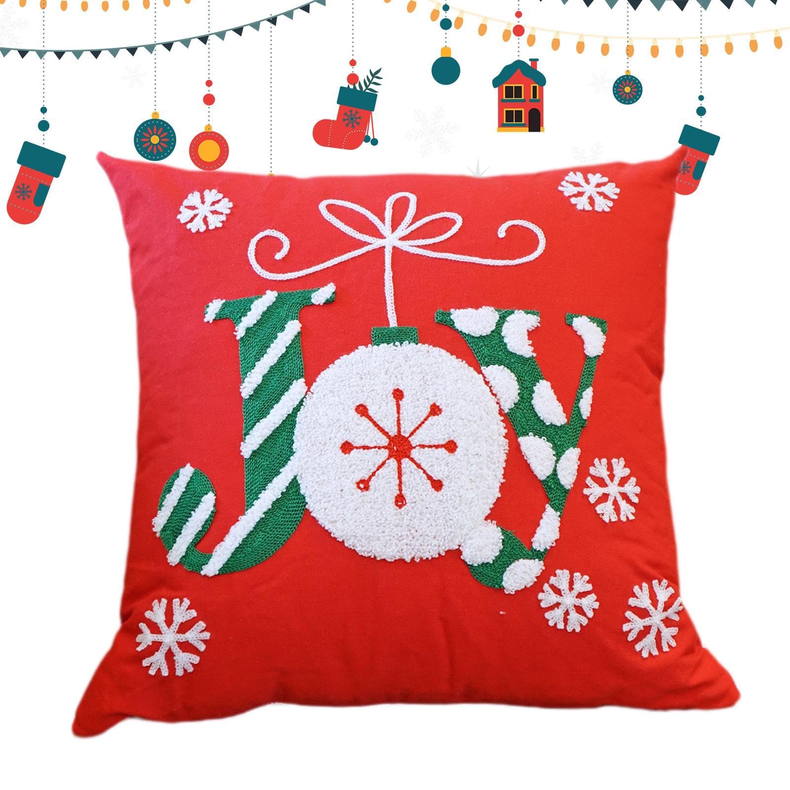 Weihnachts-Kissenbezüge Set – 4 Stück, 45x45 Cm, Baumwoll-Leinen, Versteckter Reißverschluss