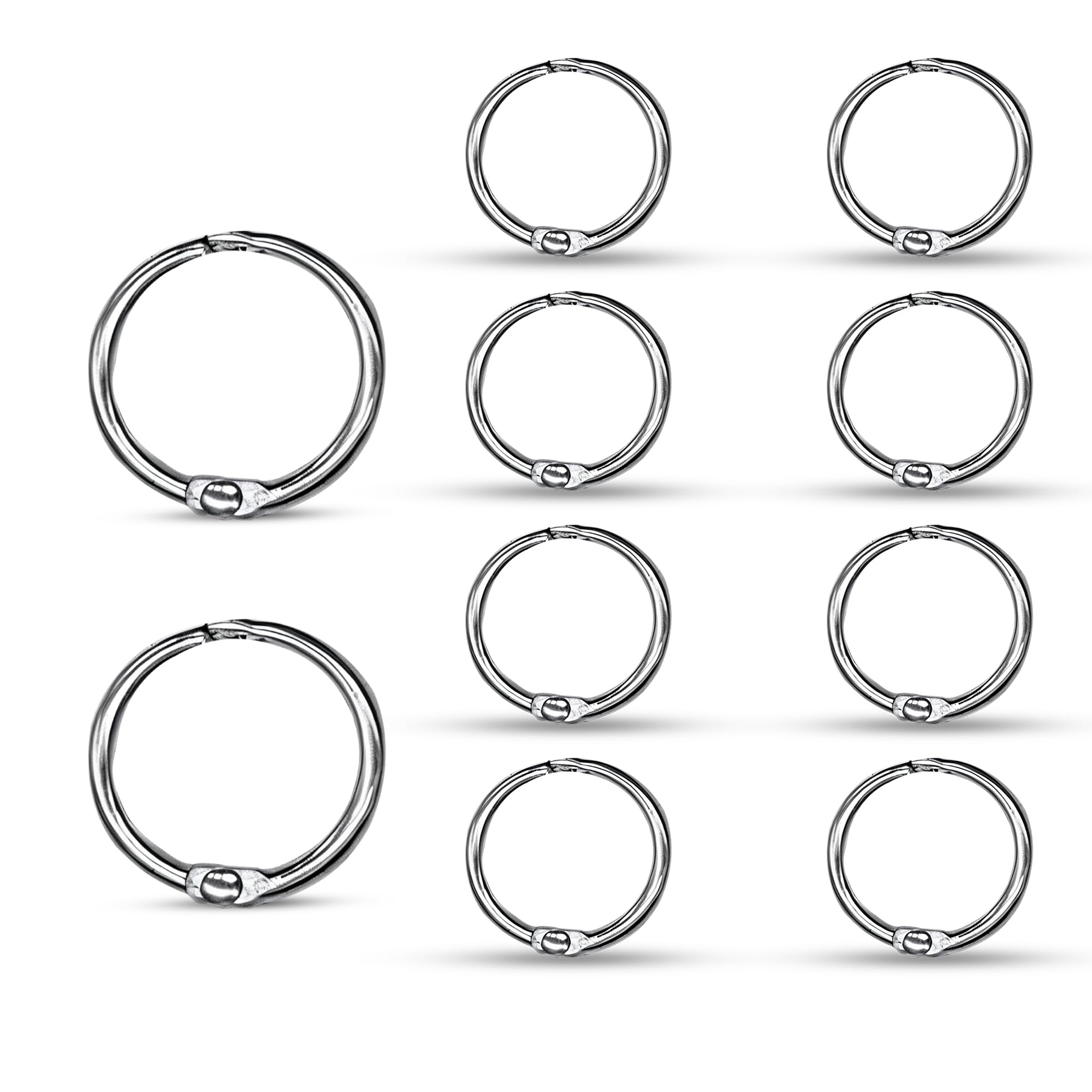 WedDecor 25mm Loose Leaf Rings Silver Mettalic Snap Closure Binder Card Book Ring for Binding Scrapbooks, Memos, Albums, Charms, FOB Keyrings, Craft Projects, 20pcs