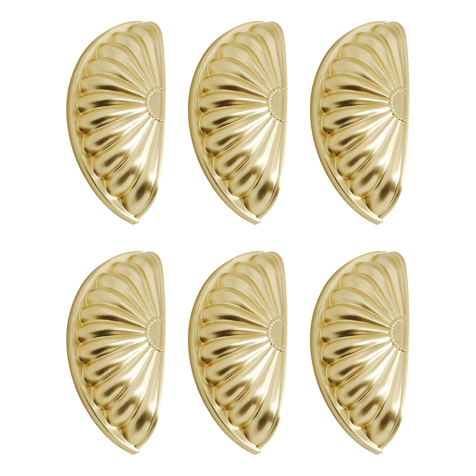 6Pcs Zinc Alloy Wardrobe Handles Shell Knobs for Kitchen Cabinet Drawer Pulls Modern Design Dresser Drawer Pulls
