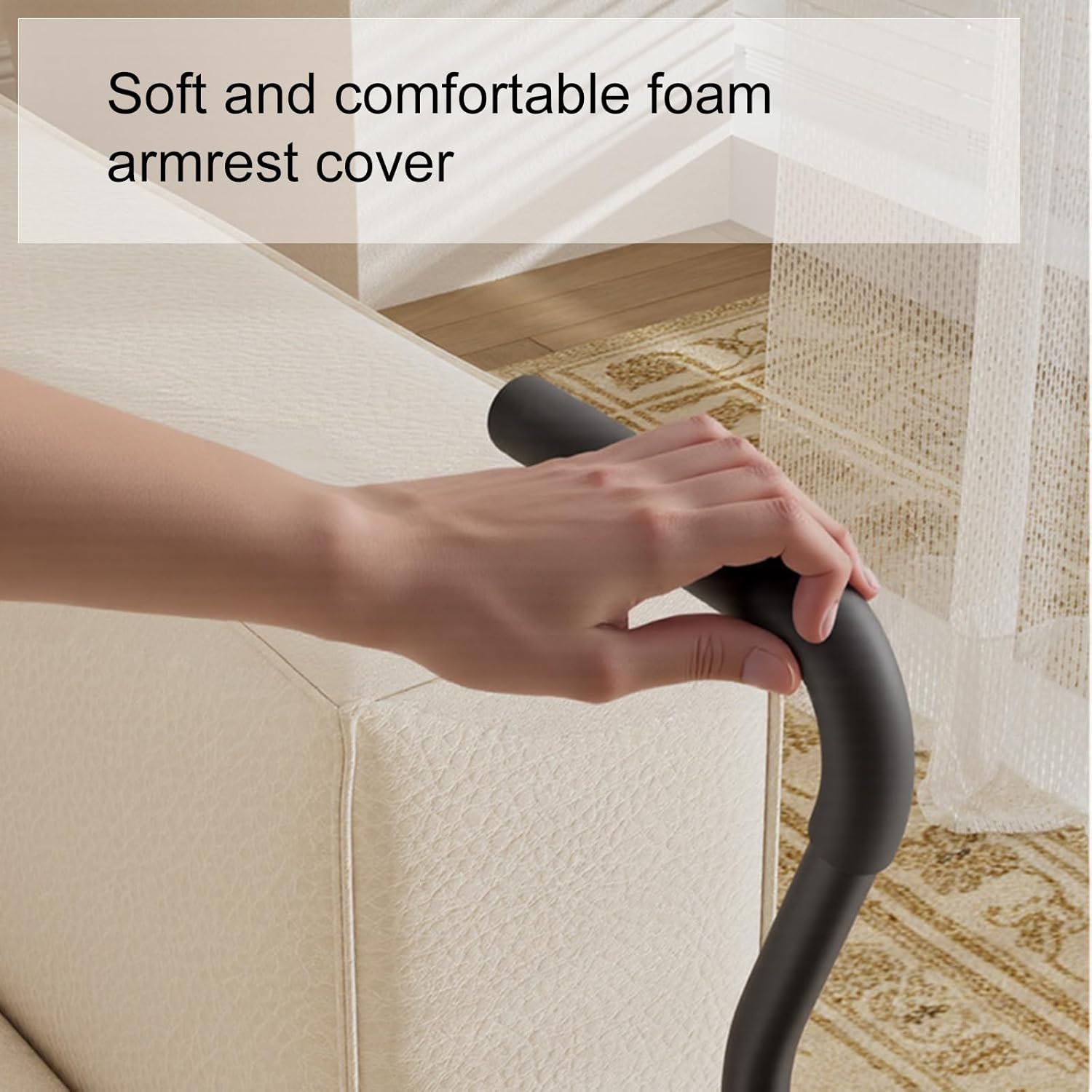 Couch Stand Assist for Elderly, 6-Level Height Adjust Chair Assist with Cup Holder, Mobility Standing Aid Sofa Standup Support for Patients, Seniors and Disabled (Black)