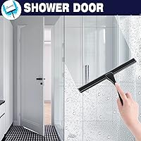 Vista 4 de Escobilla de ducha de 10 pulgadas, color negro mate, escobilla de goma de acero inoxidable multiusos para baño, puertas de ducha, espejos, azulejos