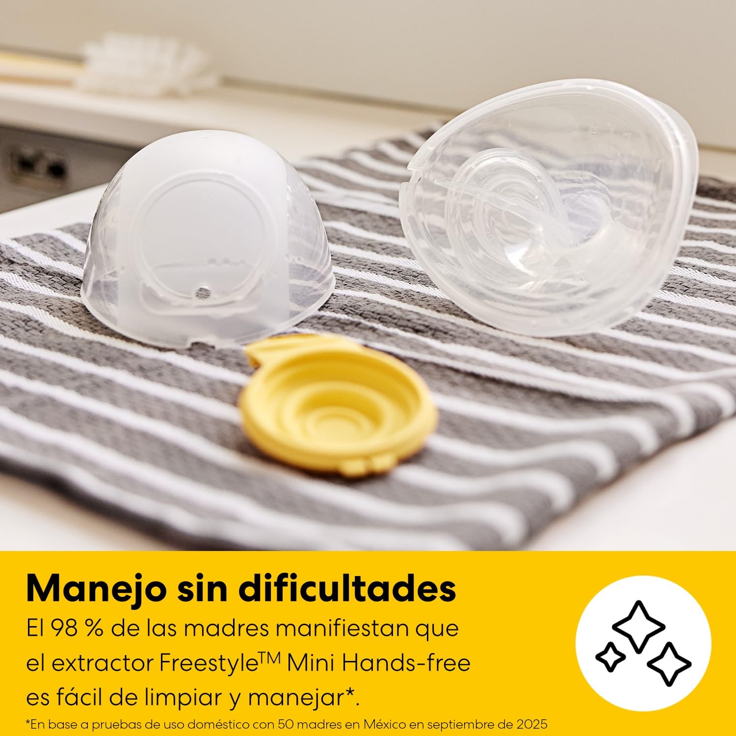 Medela Freestyle Mini Hands-Free eléctrico doble con copas de recogida Hands-Free y batería recargable de Medela.