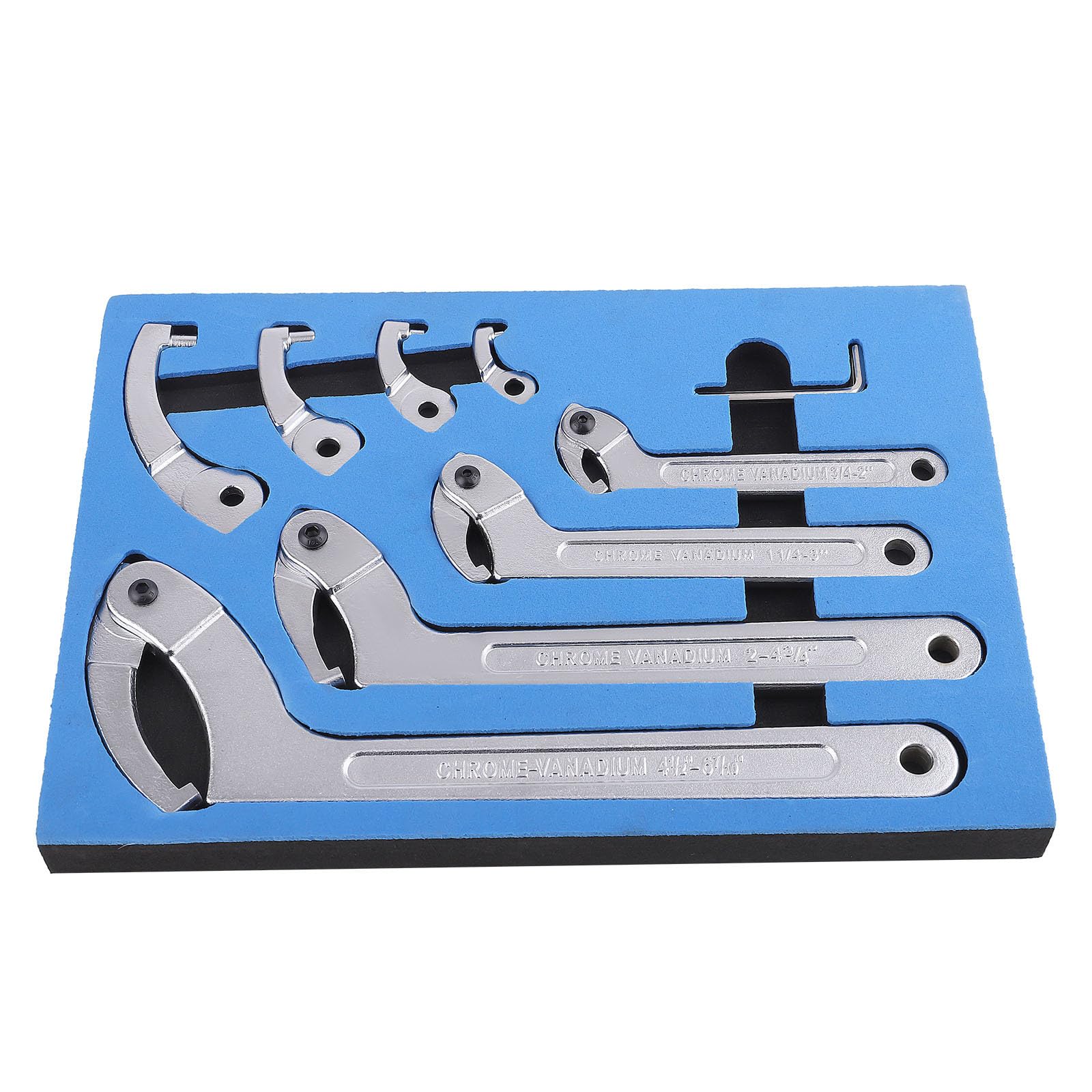 maXpeedingrods Jeu de clés à molette pour système de suspension, 1,9 cm à 15,2-0,3 cm | Lot de 8 clés à cliquet réglables en C avec têtes interchangeables pour tuyaux de chauffage de voitures
