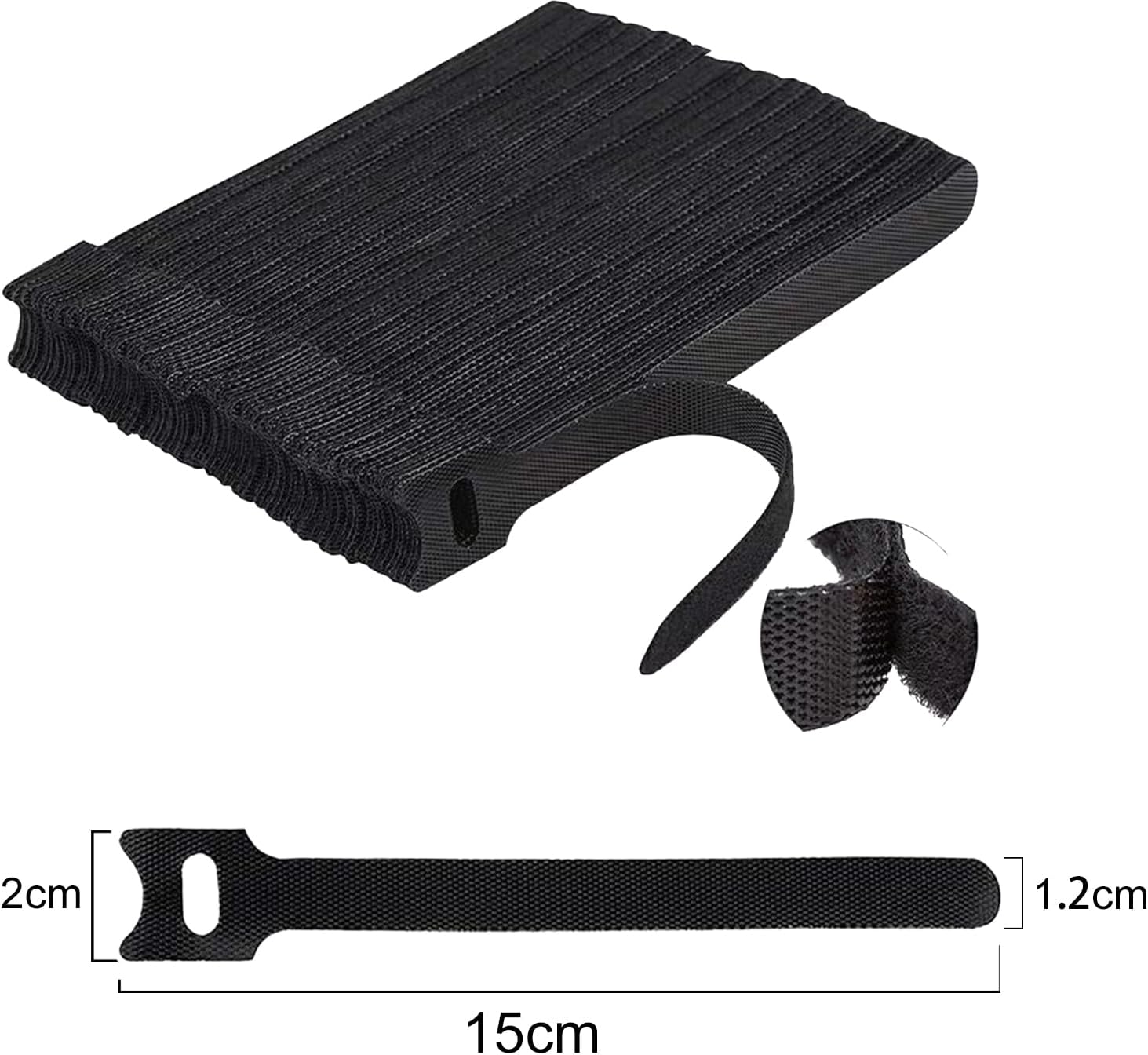 Reusable Cable Ties 100 Pcs 6-Inch Hook Loop Cords Management Adjustable Cable Organizer Wire Straps, Black