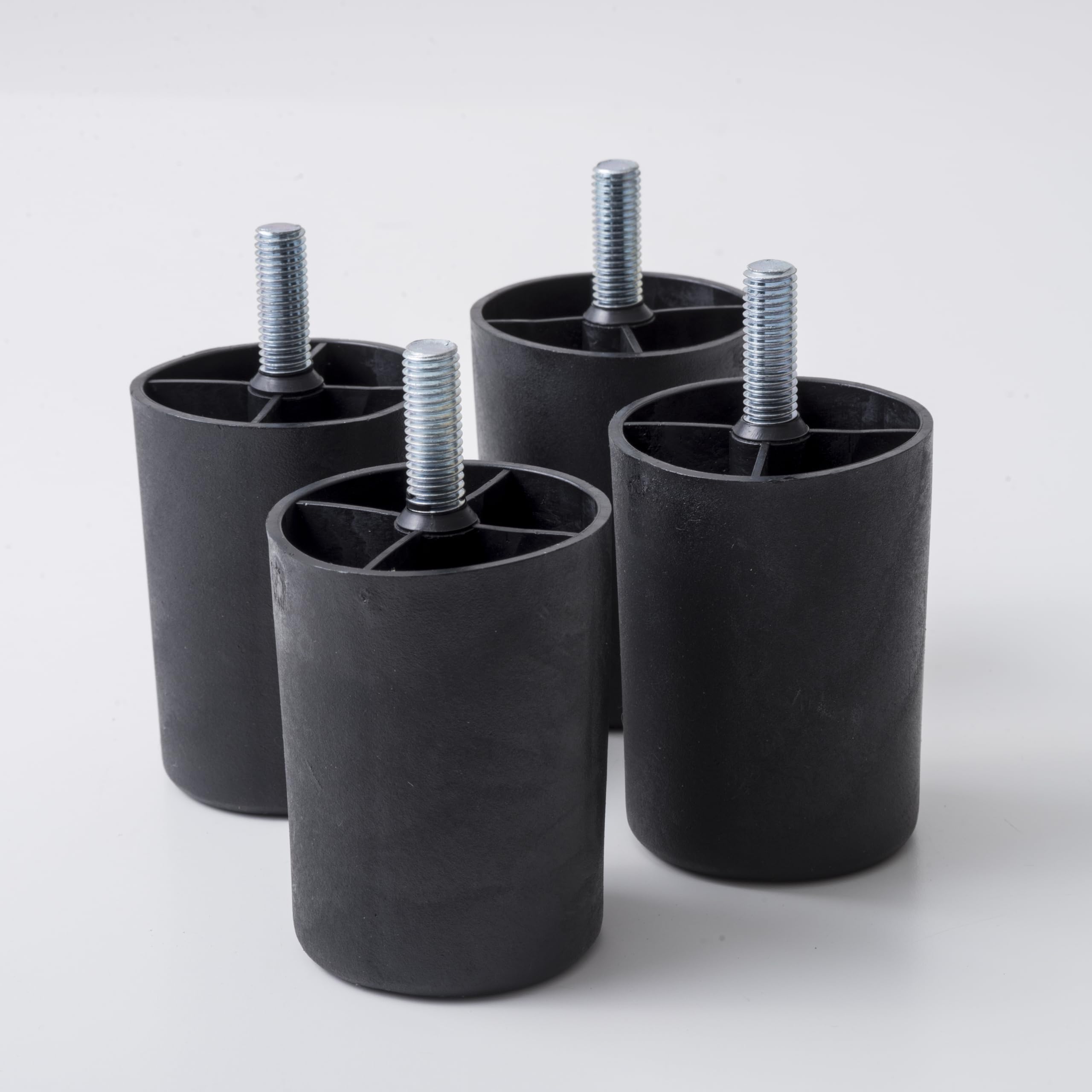 IPEA 4X Piedini in Plastica per Divani e Mobili – Altezza 80 mm – Set di 4 Piedi con Vite per Poltrone, Armadi, Arredamento, Casa – Gambe in Plastica Nera – Set di 4 Pezzi