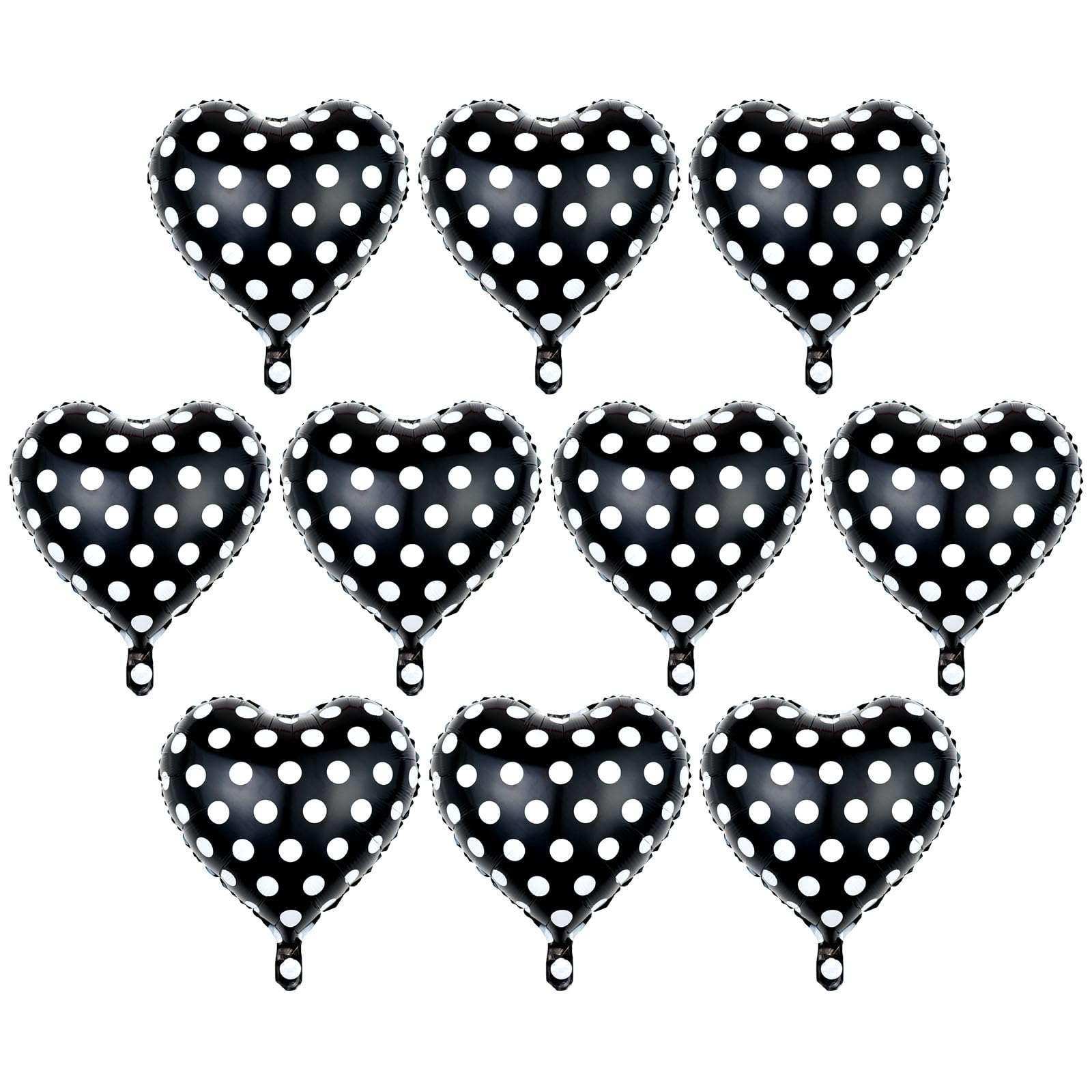 Photo 1 of 10PCS Polka Dot Balloons 18 Inch Mylar Foil Reusable Heart-shaped Polkadot Heart Balloons Kit for Love Valentines Birthday Wedding Party Decoration for Women Men Boys Girls Kids Adults (Black)
