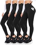 4 Pack Leggings with Pockets for Women,Soft High Waisted Tummy Control Workout Yoga Pants