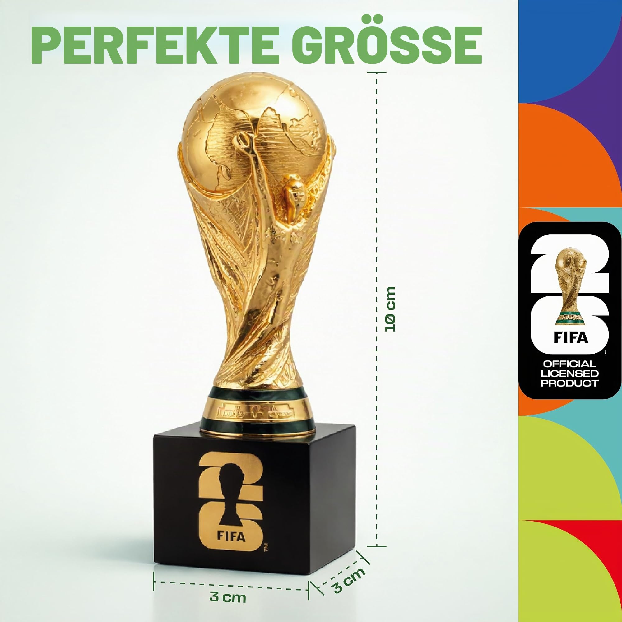 Nachbildung der 3D-Trophäe, 70 mm, mit Sockel, offiziell lizenziert für die FIFA Weltmeisterschaft 2026