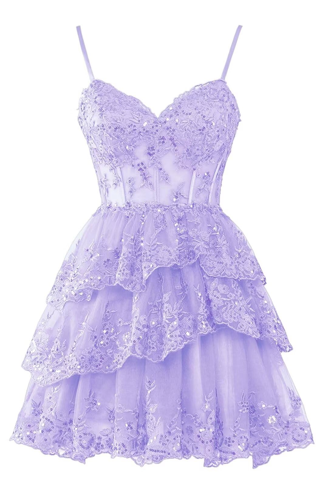 sachin and babi light blue dress Lace A-line Spaghetti Straps Homecoming Dresses, MH529 main image 0