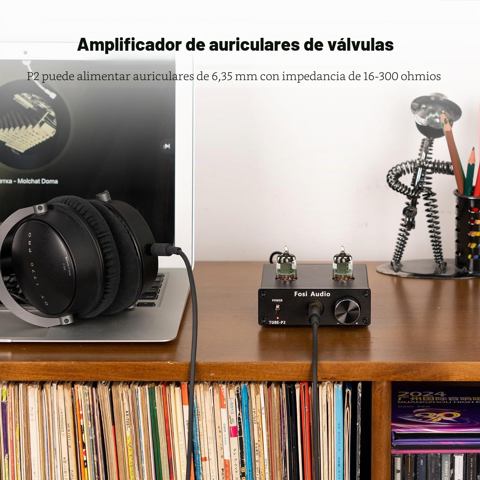 Fosi Audio P2 Amplificador de Auriculares de Tubo Preamplificador de Tubo de Vacío Mini Audio Estéreo de Alta Fidelidad con Protección de Salida de Bajo Ruido de Fondo para Auriculares