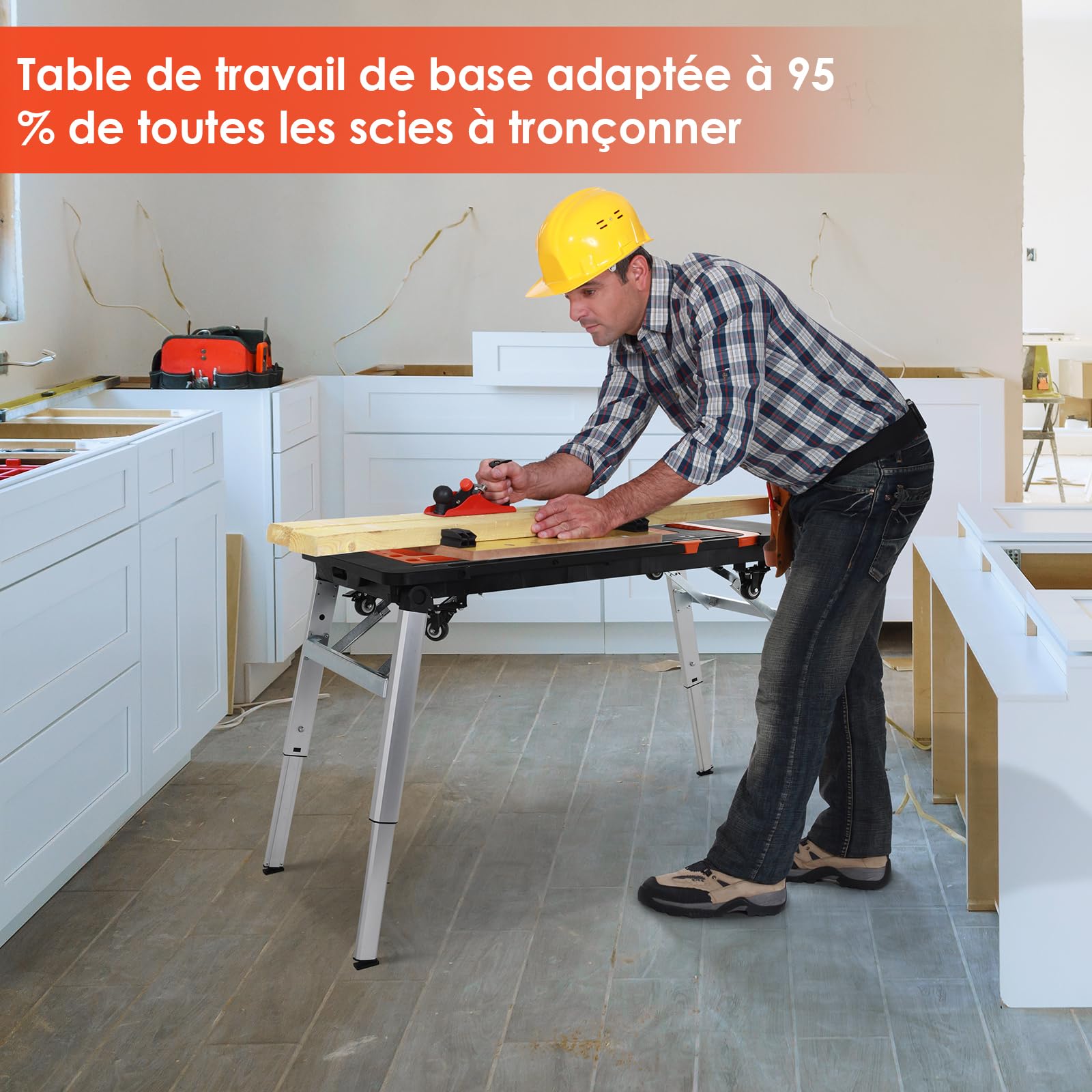 Établi Küpper 240cm Avec 6 Tiroirs - Plan Hêtre Massif 30mm Et Pieds Réglables | Charge 300kg