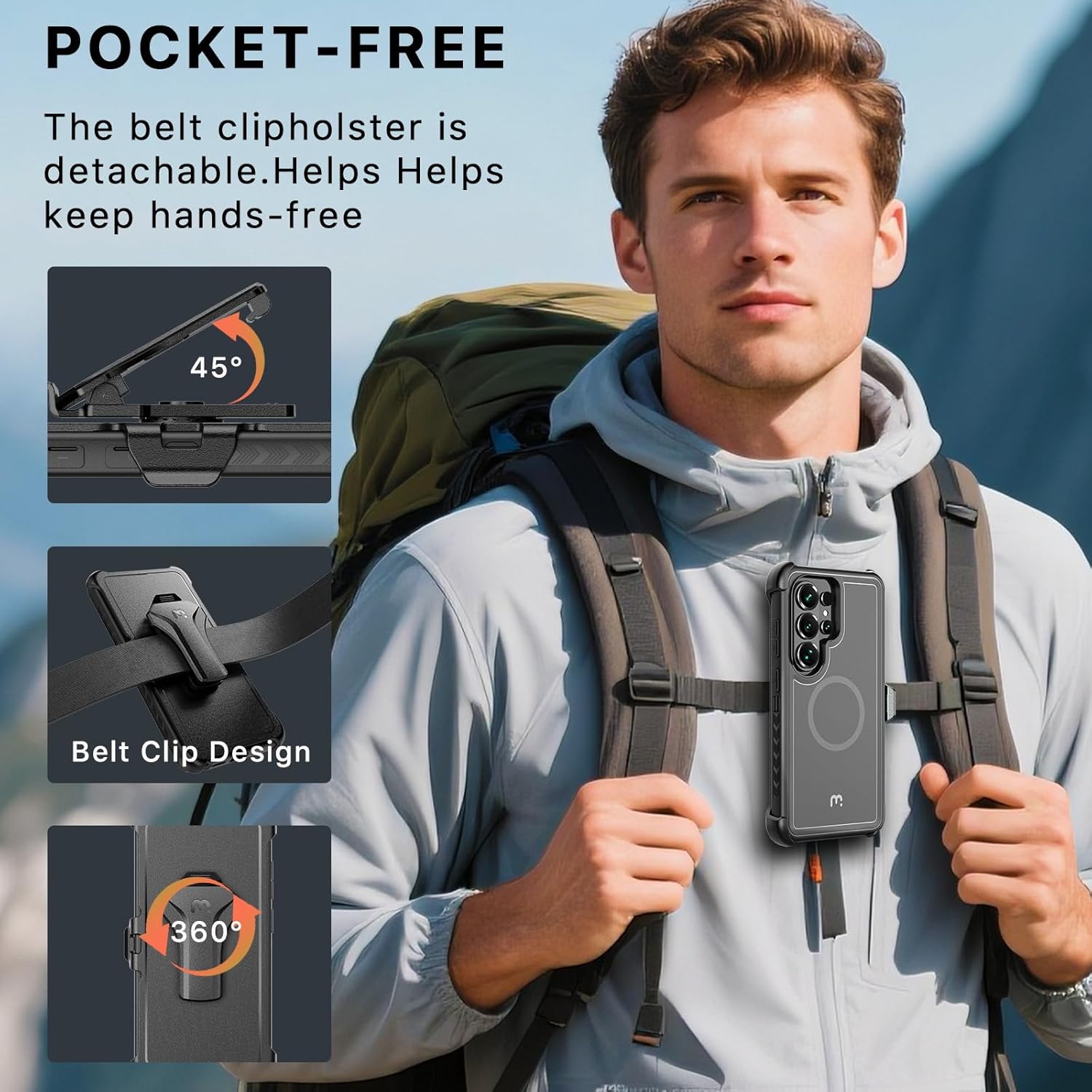 M MYBAT PRO for Samsung Galaxy S26 Ultra Case with Belt Clip Holster,Heavy Duty Protection Case for Galaxy S26 Ultra,Anti-Drop,Shockproof Cover,with 360°Rotating Kickstand Black