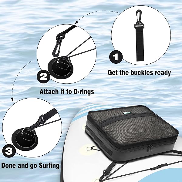 Borsa termica per paddleboard, borsa termica impermeabile surf sup top isolata, a prova di perdite, per 10 lattine, borsa accessori per paddleboard SUP e kayak - 4