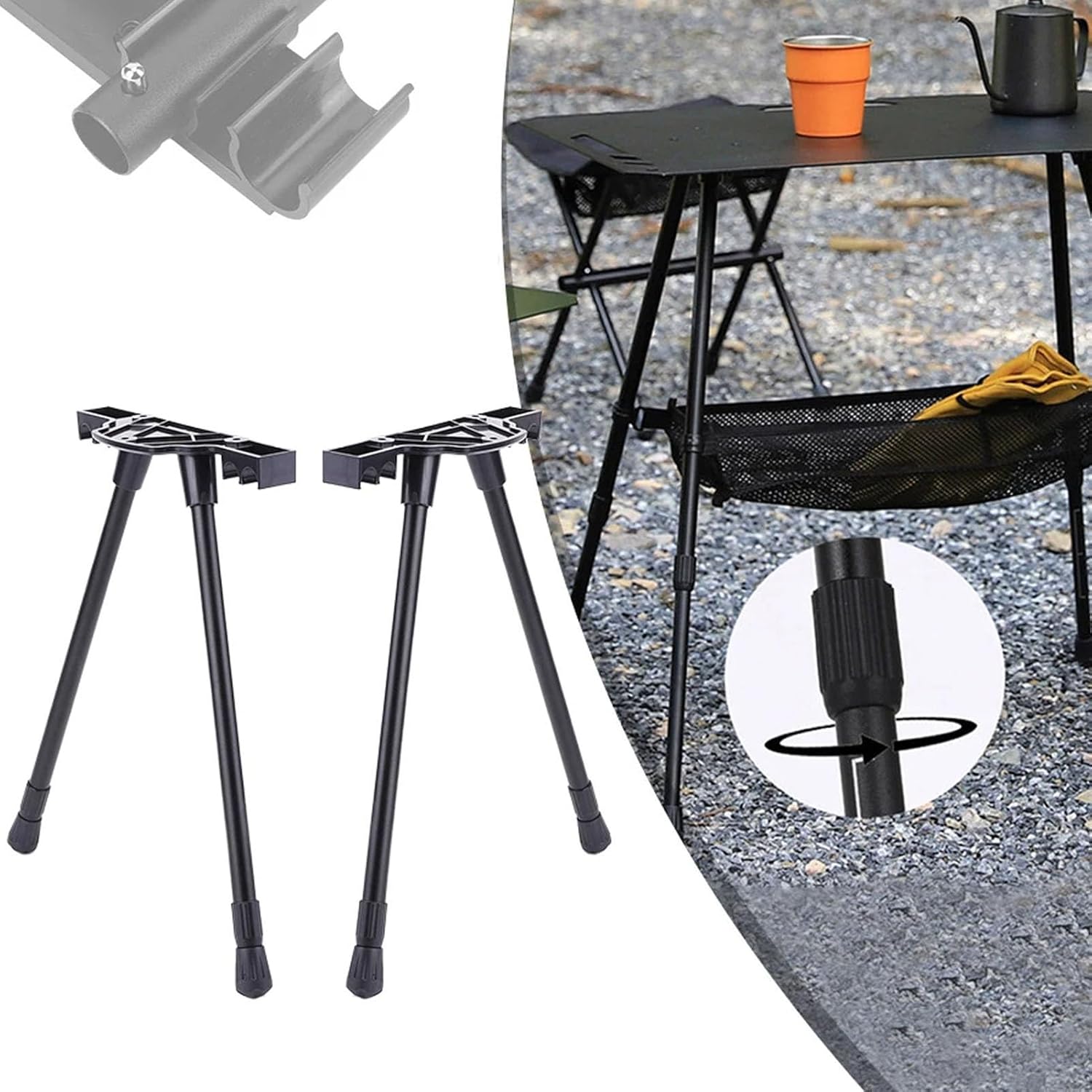 Tissting 4pcs Adjustable Folding Table Legs 14-23in Height Aluminum Alloy - Portable Camping Desk Legs with Nylon Connectors for Computer Coffee Table Home Furniture