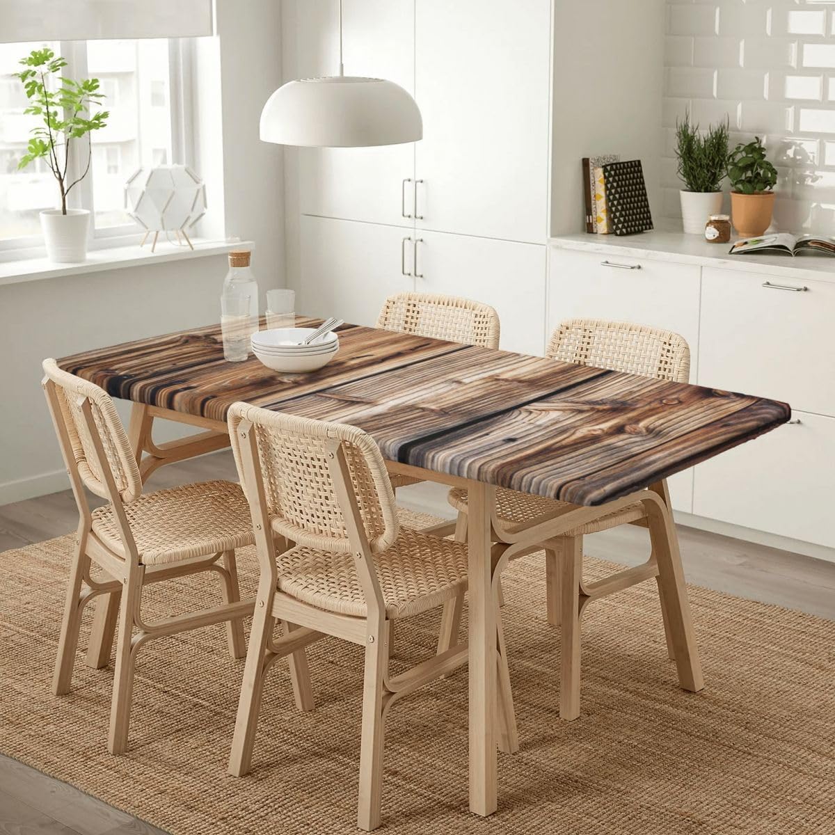 Picnic Table Cover for 72"x30" Table, Aged Wooden Texture Stretch Washable Patio Table Topper Caps Kitchen Dining Camping, Banquet Parties Style45