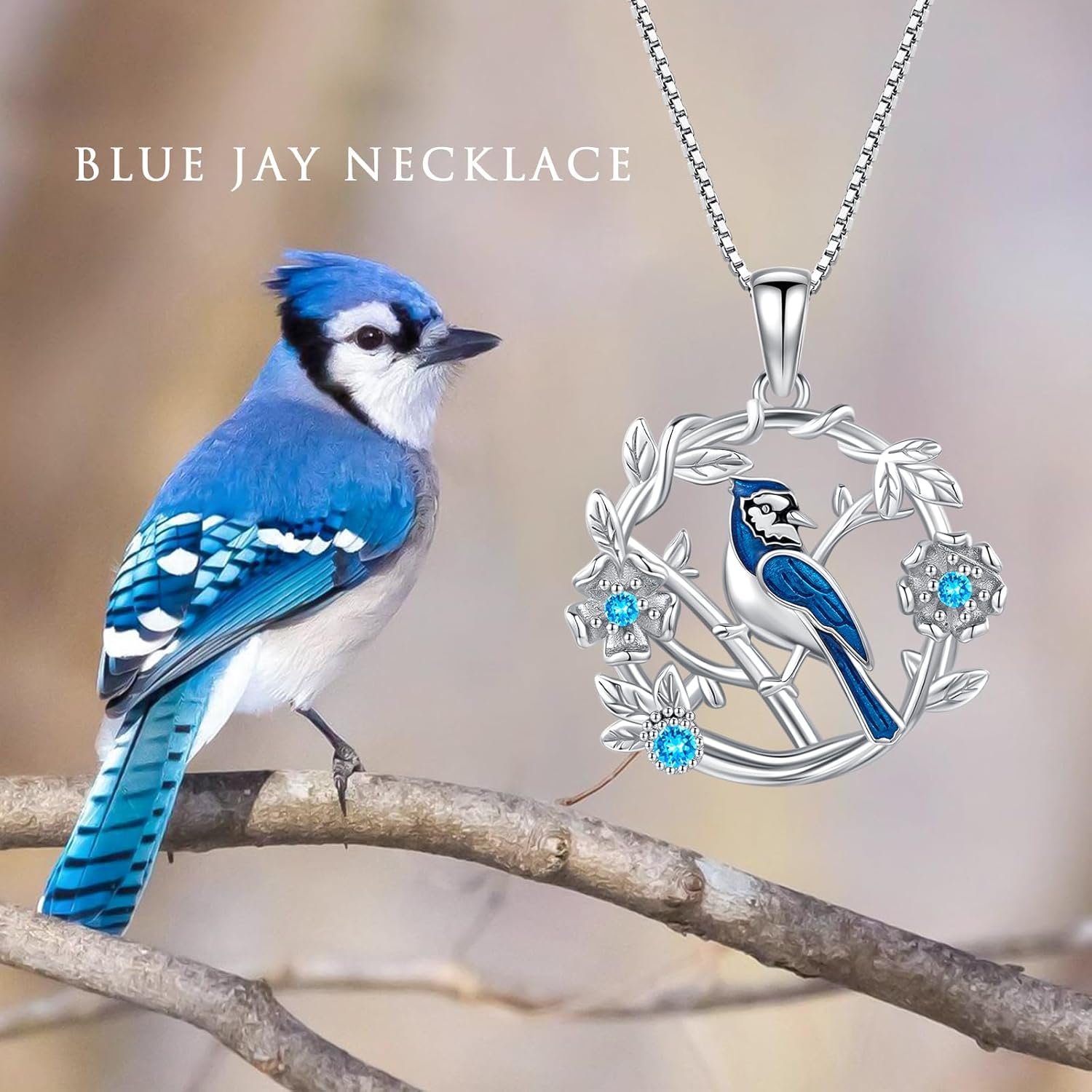 Blue Jay Necklace 925 Sterling Silver Bird Necklace Blue Jay Pendants Bird Gifts for Lovers Women Jewelry Christmas Birthday Gift - Image 4