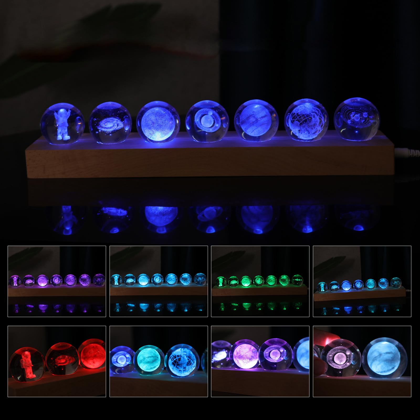 Amazon.co.jp : Aoyosic 7個 惑星クリスタルボール ナイトライト 天体