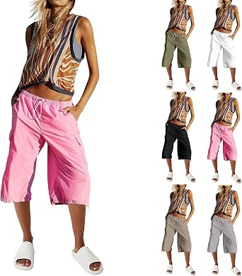 Womens Hiking Cargo Shorts with Pockets Break It Down Pants Summer Elastic Athletic Shorts Baggy Bermuda Shorts
