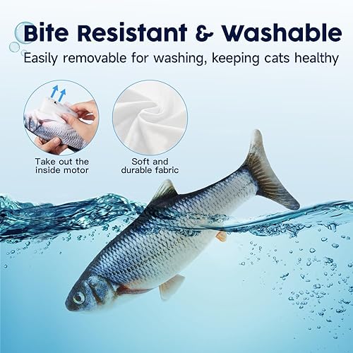 Miniatura 6 de Potaroma Juguete de gato de pez flotando con SilverVine y hierba gatera peces móviles mejorados 2022 peces realistas de 105 pulgadas juguete de