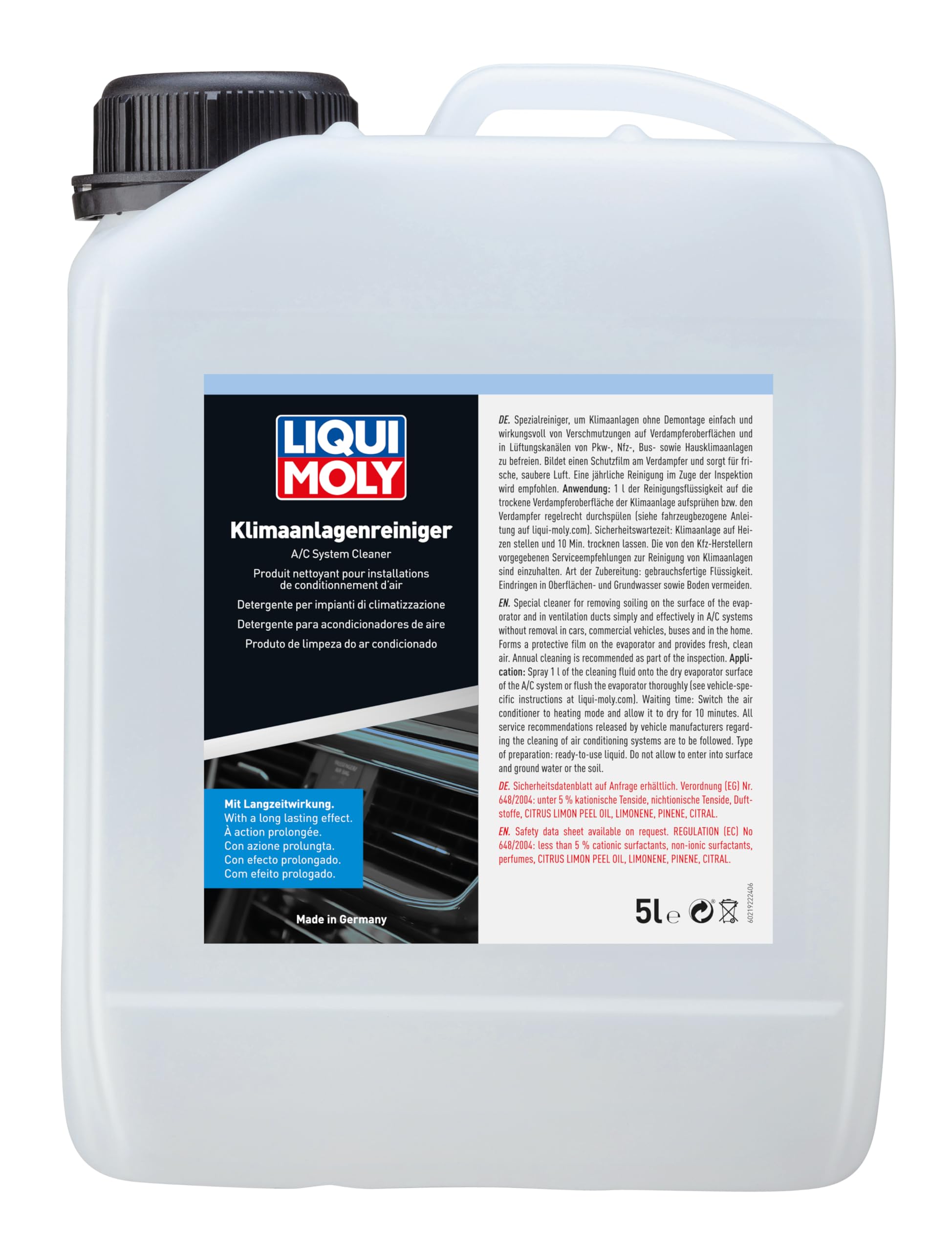 LIQUI MOLY Klimaanlagenreiniger | 5 L |Reinigung / Pflege / Wartung | Art.-Nr.: 221922, farblos