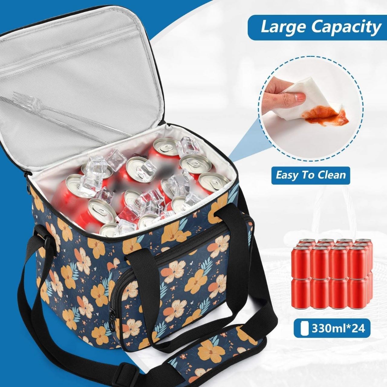 Insulated Lunch Box for Men & Women - Leak-Proof Cooler Lunch Bag, Adjustable Strap, Perfect for Work, Travel, and Picnics. lunch bag