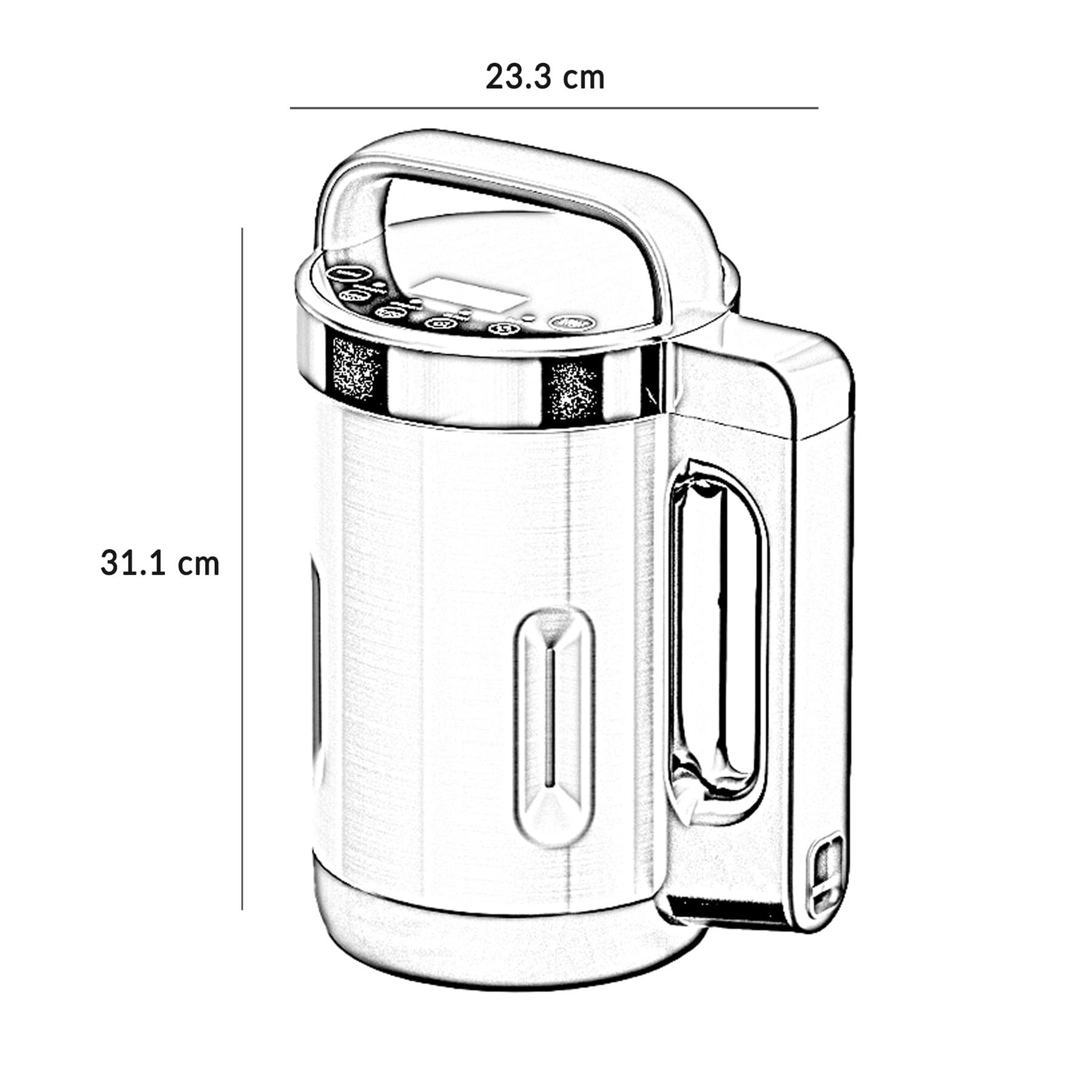 Innoteck Kitchen Pro Machine à soupe avec pichet en acier inoxydable – Idéal pour une soupe lisse, épaisse ou un smoothie sain – 4 fonctions prédéfinies – Affichage numérique de la minuterie –