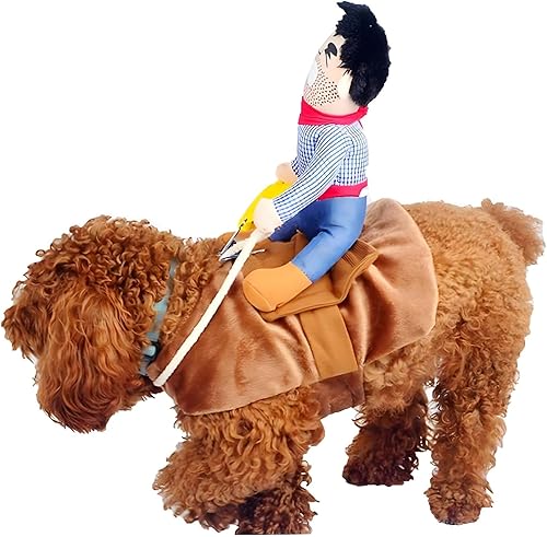 Miniatura 2 de Disfraz de vaquero para mascotas, disfraz de perro estilo jinete, traje de mascota para llevar perros (XS)