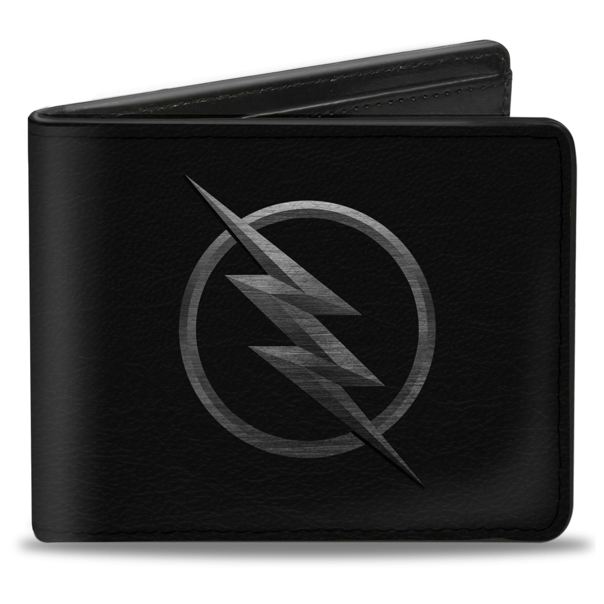 Buckle-Down Men's Black Dc Comics Wallet, Bifold, Reverse Flash Logo Silver Etching, Vegan Leather, Multicolor, Standard Size, Default Size