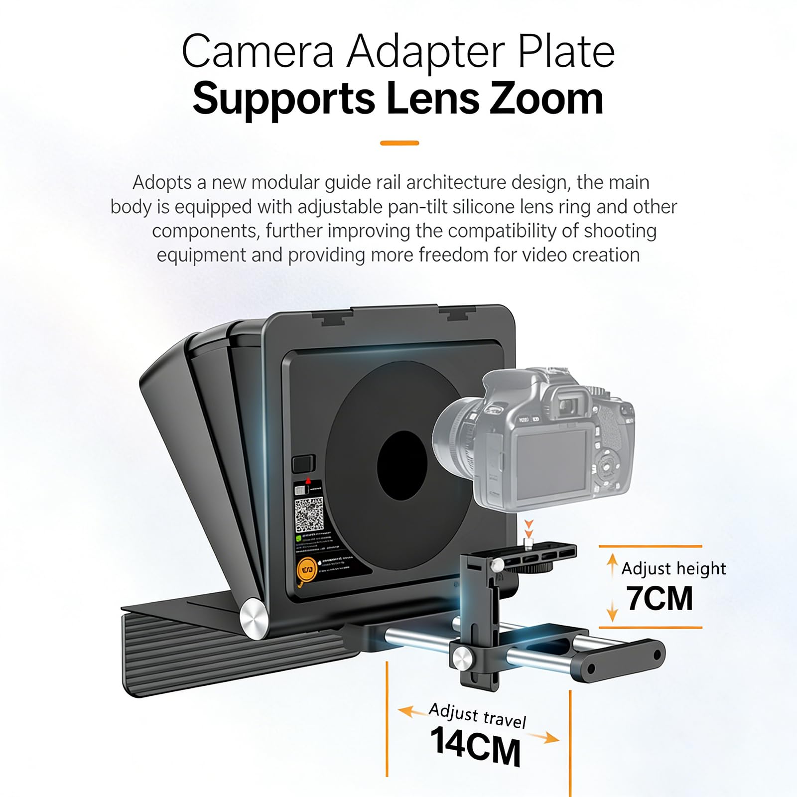 Teleprompter de Pantalla Grande, apuntador Plegable con Desplazamiento automático, Compatible con Lentes Gran Angular de 24-35 M, Desplazamiento automático, Compatible con Control Remoto