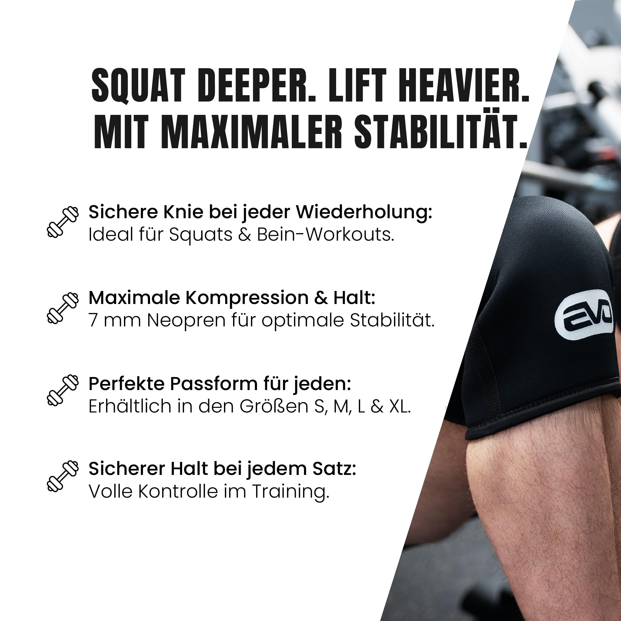 EVO SPORTS FUEL Ginocchiera per uomo/donna | 7 mm Neoprene Knee Sleeves per sport, allenamento della forza, CrossFit, sollevamento pesi e fitness | Fascia di compressione per supporto e protezione (1