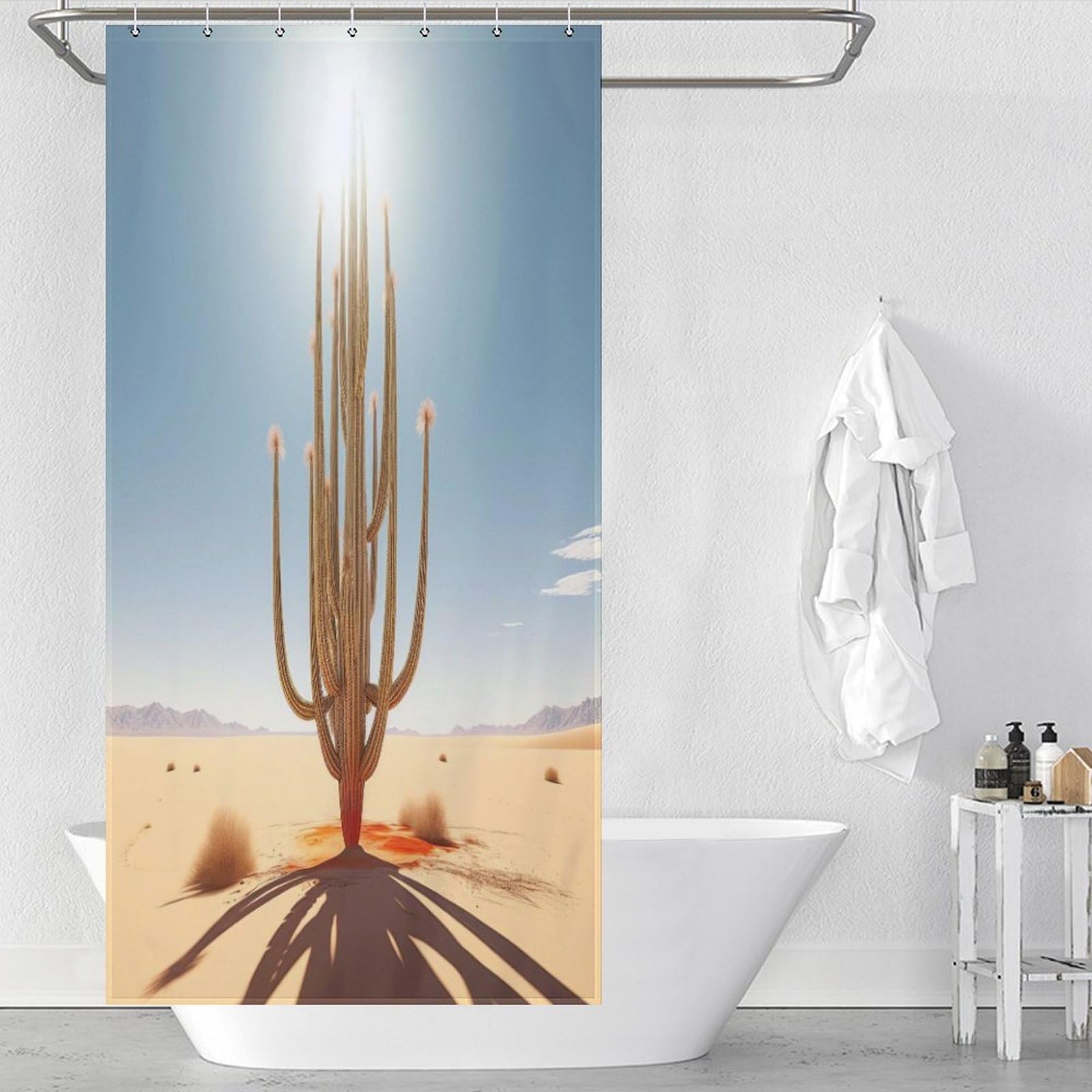 Rideau de douche cactus 92x183cm pour une ambiance végétale au bain