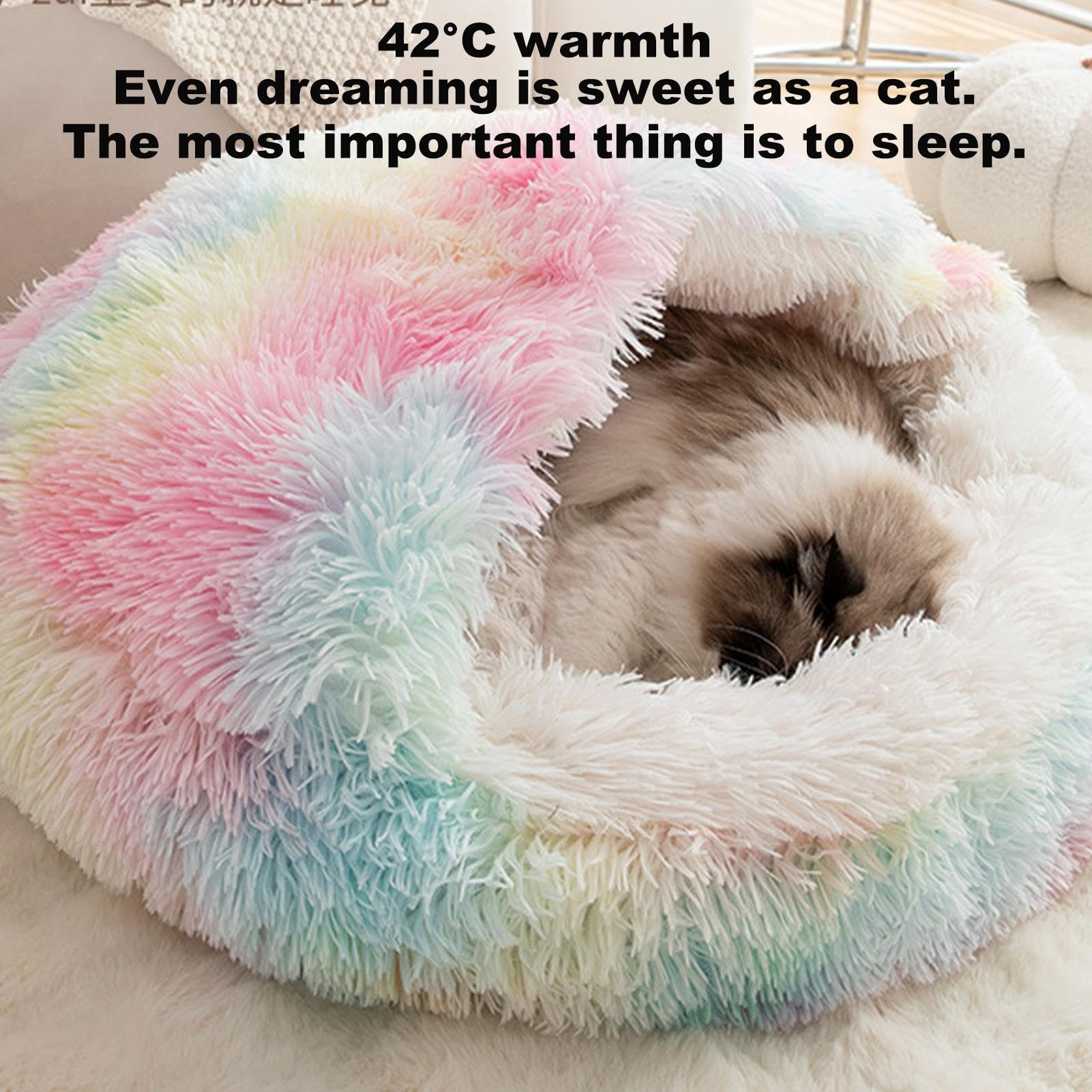 Katzenbett mit Kapuze, überdachtes Haustierbett,Bequemes Muschelbett für