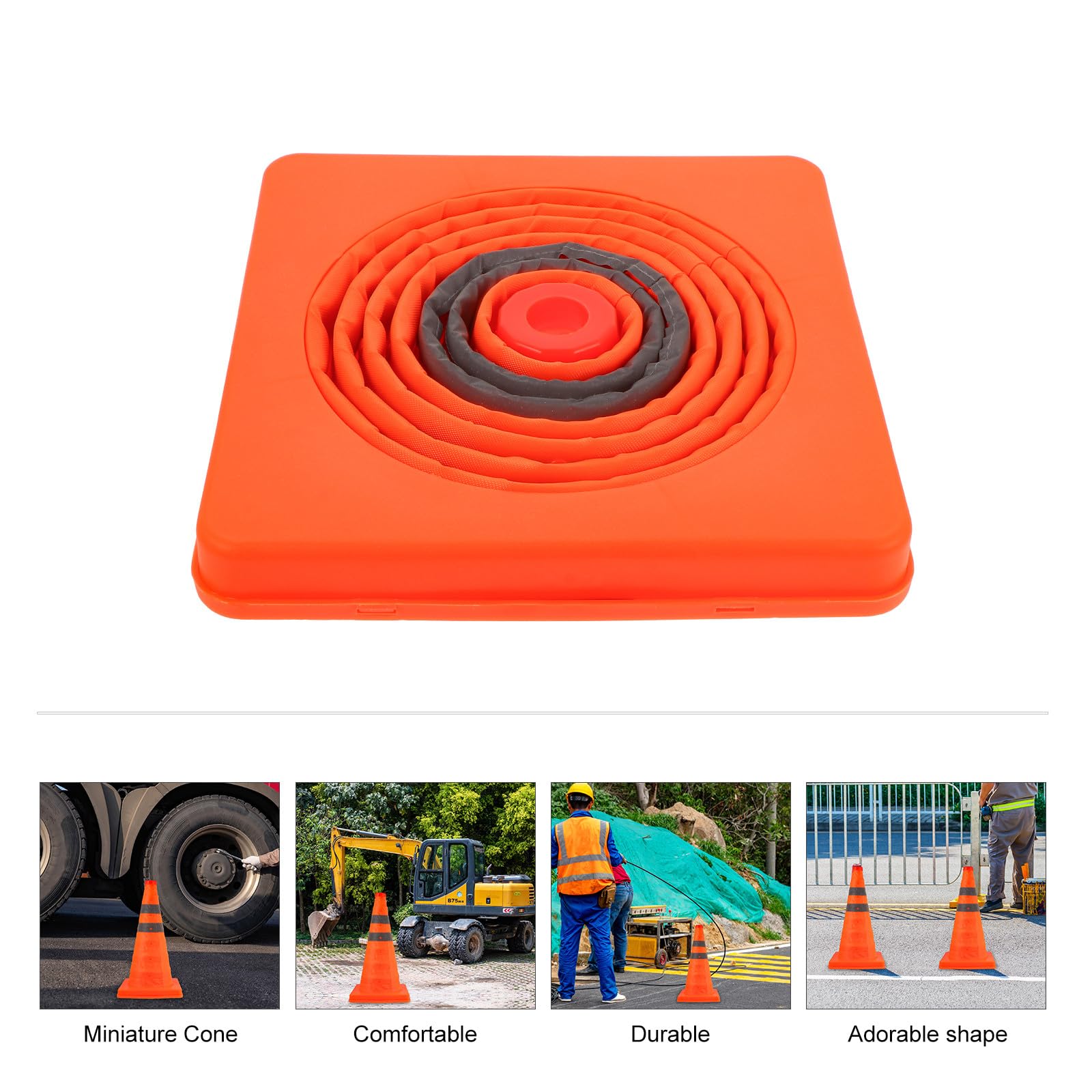 Cônes de Signalisation Pliables Orange et Noir 2 Pièces 45cm en PP | Réutilisables, Tenue, Imperméables, Usage Parking et Panne, Pratique pour Garçon et Filles