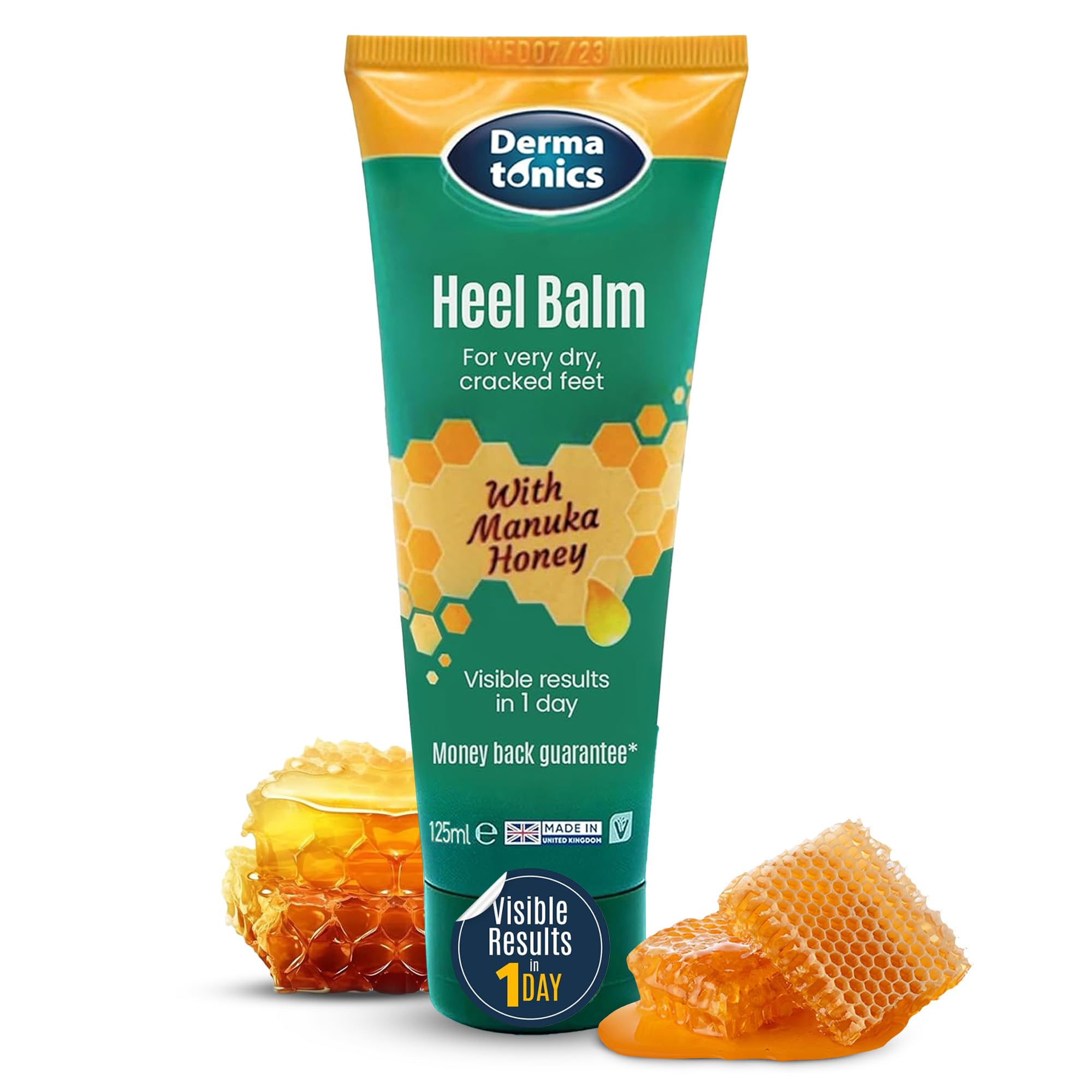 Dermatonics Fast-Acting Manuka Honey Heel Balm | Nourishing Formula for Very Dry and Cracked Heels | Visible Results in Just 1 Day | Suitable for Diabetics | 125 ml
