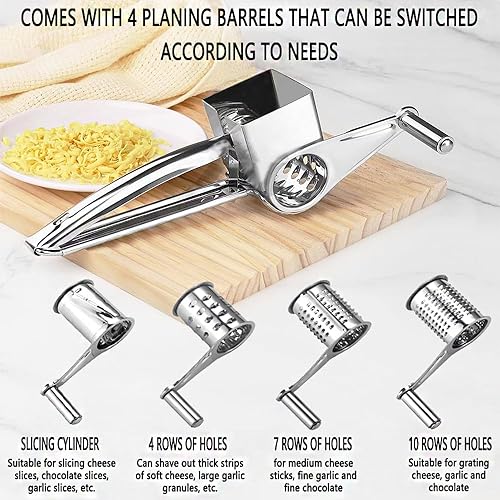 Miniatura 4 de Juego de rallador de queso, rallador de queso parmesano de acero inoxidable, viene con 4 barriles de acero inoxidable para queso, nueces, chocolate