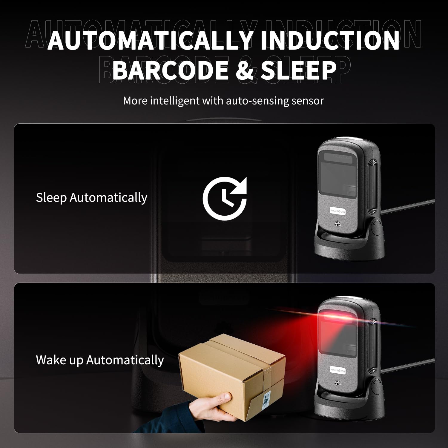 NetumScan Automatic Hands-Free Barcode Scanner - 1D/2D Desktop USB - View #3