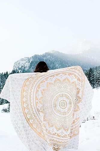 Vista 270 de Popular Handicrafts Tapestry Wall Hanging Hippie Ombre Mandala Bohemian HippyMetallic Shine Intricate Indian Tapestries Bedspread 84 x 90 Inches