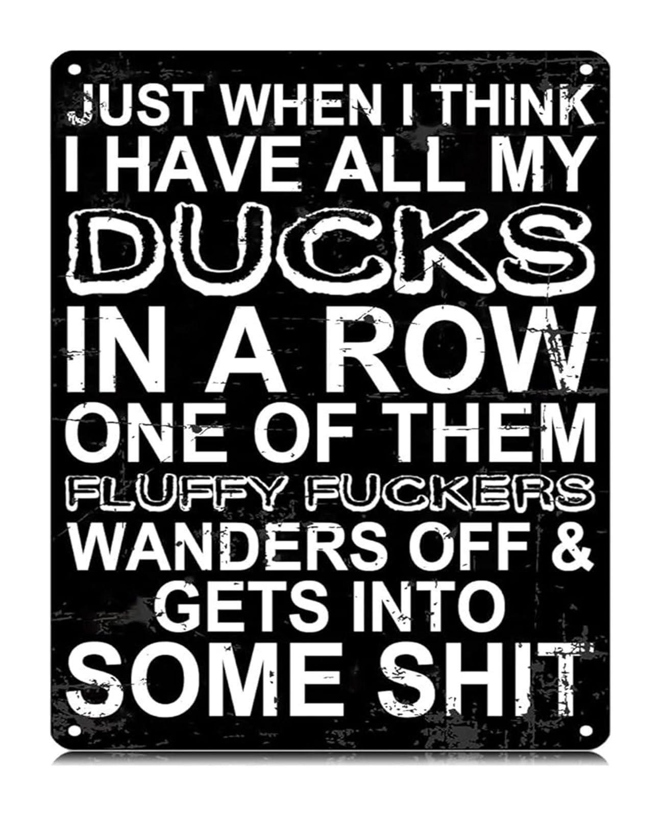 IDGTTLDF Funny Saying Metal Tin Sign All My Ducks in A Row Vintage Humorous Wall-Art Decor for Home Farmhouse Bar Cafe Garage 8 X 12 in