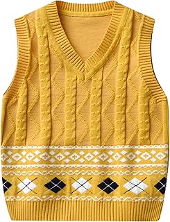 Niños Chaleco de Punto Niño Niña Jersey Suéter sin Mangas de Algodón con Cuello V para Primavera Otoño Invierno