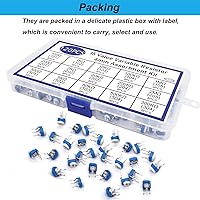 Vista 6 de TWTADE Kit surtido de potenciómetro de resistencia variable de 0.236 in 15 valores 100 ohm-2M ohmios en caja de plástico DWJ-150P