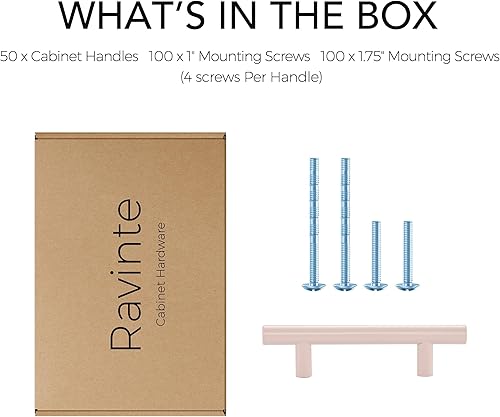 Miniatura 73 de Ravinte - 30 manijas de acero inoxidable para armario de cocina, 5 pulgadas de largo, agujero de 3 pulgadas, rosado